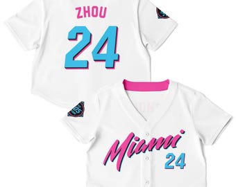 Zhou Guanyu 24 Miami Vice Home Crop Top, Stake F1 Girls Racing Apparel, Shanghai Pastel Tee
