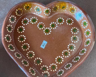 Handmade Heart Plate: Mexican Clay Decorative Dish