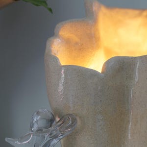 Handmade Sculptural Ceramic Lamp – Modern Organic Table Light, Glowing Ambient Lamp, Warm Light Art Object for Home Decor