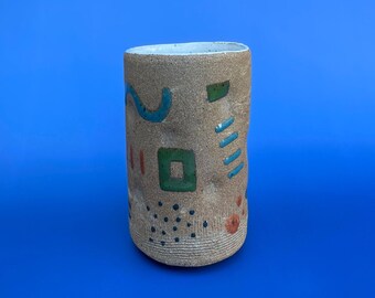 HANDMADE CERAMIC VASE vintage ceramics inspired retro vase inspired eco-friendly recycled pottery original tall vase organic abstract shapes