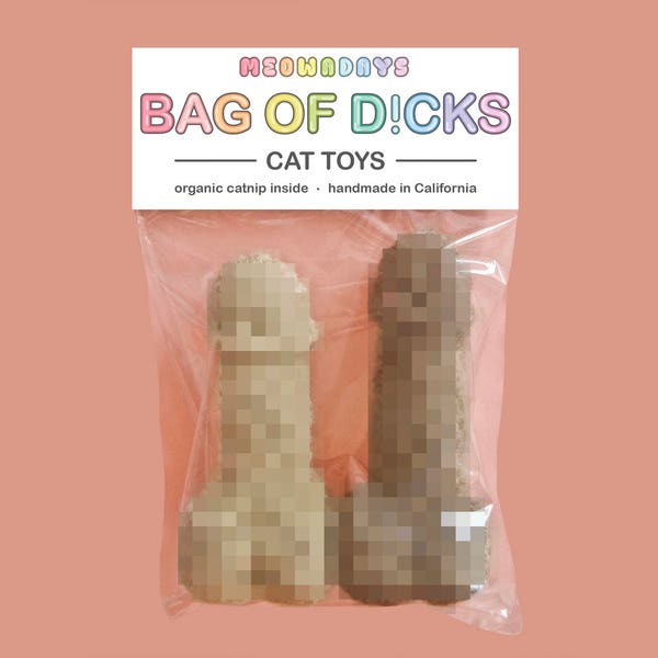 bag of d!cks CAT TOY catnip bag of penises penis mature plush original funny weird bag of dicks crochet crocheted