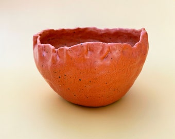 ORANGE CERAMIC BOWL mid century modern burnt orange vintage decor retro style handmade bowl pottery decorative bowl fruit bowl accent piece