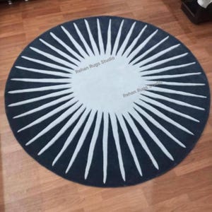 Vaserely Multicolor Sun Round Wool Rug | 100% Wool Area Rug for Living Room, Kitchen, Bedroom & Kids Room, Round Shape, Bed Room rug