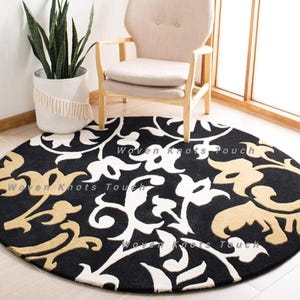 Vaserely Multicolor Sun Round Wool Rug | 100% Wool Area Rug for Living Room, Kitchen, Bedroom & Kids Room, Round Shape, Bed Room rug