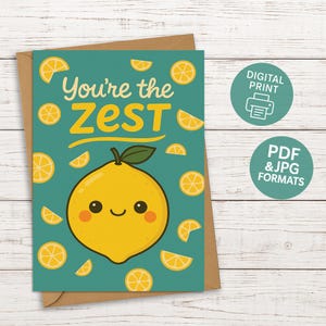 Funny Printable Birthday Card for Friend Mom or Dad | Cute Lemon Digital Download | 5x7 Kawaii Greeting Card