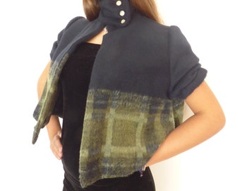 Stylish Ladies Bolero Dark Blue Woolen Fabrics - Cashmere