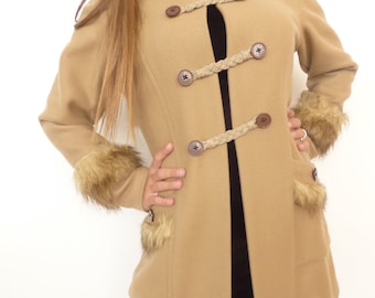 Unique Stylish Unconventional Women's Coat Wool Textile Fluffy Parts