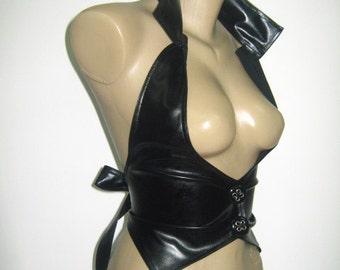 Black leather bodice