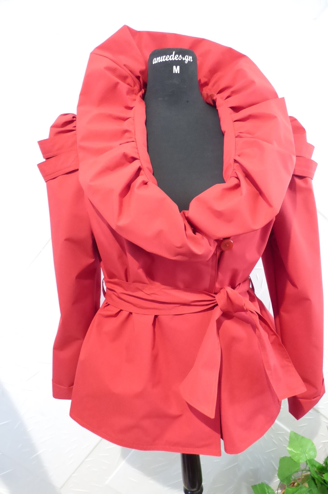 Elegant Women's Red Jacket With Belt 