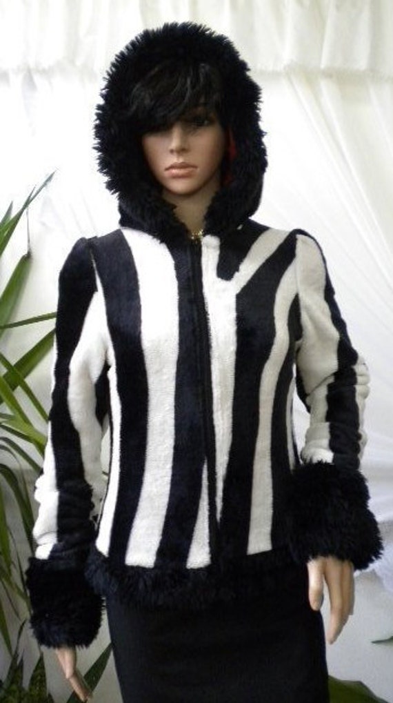 Winter Coat, Black Hooded Coat, Wool Coat, Fur Coat, Women Black