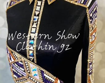 Western Custom Rodeo Queen, Showmanship, Horsemanship, Western Pleasure Show Shirt & Women Rail shirt.