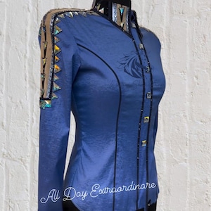 Chemise Western Bleue Royale Zippée Cachée Taille M/L Neuve