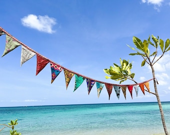 Upcycled Sari Bunting: Colorful Indian Fabric Garland, 3.8 Meter (Free Gifts with every order)