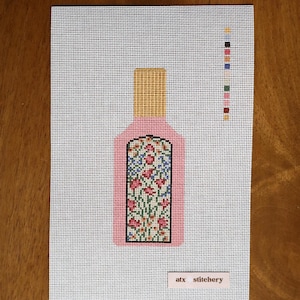 Large Floral Perfume Needlepoint Canvas: Large Bottle Design