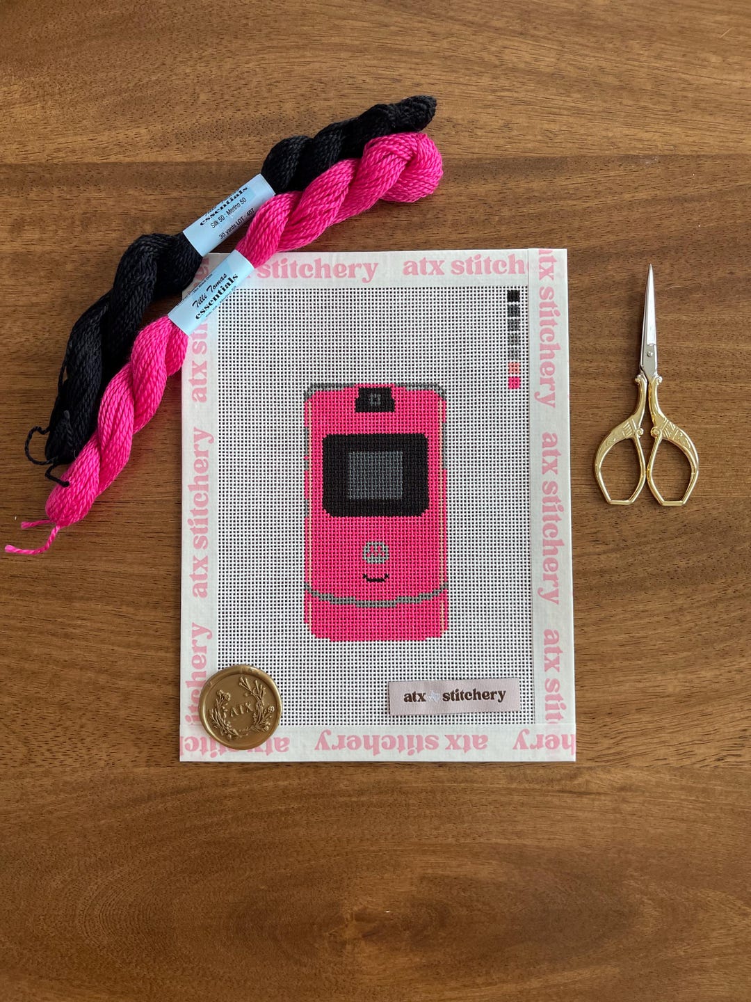 Pink Razor Cell Razor Cell Phone Needlepoint Canvas: Pink Design, Hand-painted - Etsy