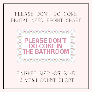 Digital Chart - Please Don't Do Coke Needlepoint Design | 13-Mesh Chart | Instant Download PDF