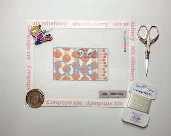 Diet Coke Needlepoint Canvas: Hand-Painted Pop Art Oranges Canvas