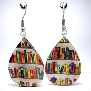 Library Book Themed Earrings, Acrylic Earrings for Book Lovers, Handmade Book Earring, Best Gift For Teachers