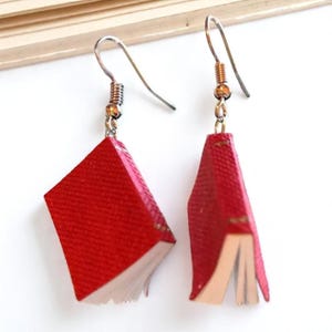 Handmade Book Earrings, Custom Mini Book Earring, Elegant Books Lover Gift, Mini Book Earring For Teachers