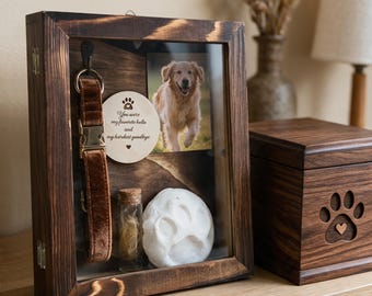 Custom Pet Memorial Shadow Box, Engraved Keepsake for Dog or Cat Loss, In Loving Memory Keepsake for Pet Owners