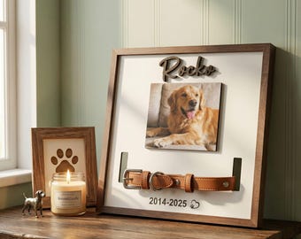 Memorial Pet Collar Sign, Custom Dog Memorial Gifts, Dog Memorial Wood Frame With Collar Holder, Dog Sympathy Gift