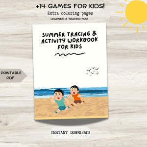 Printable Summer Alphabet Tracing Workbook for Kids| 14 Pages US Letter Educational Activity/Preschool & Kindergarten ABC Tracing / Coloring