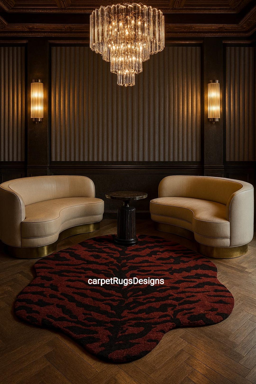 Linear Ribbed Maroon Rug Maroon and Black Tiger Stripe Wool Rug: Hand-tufted Modern Abstract ...