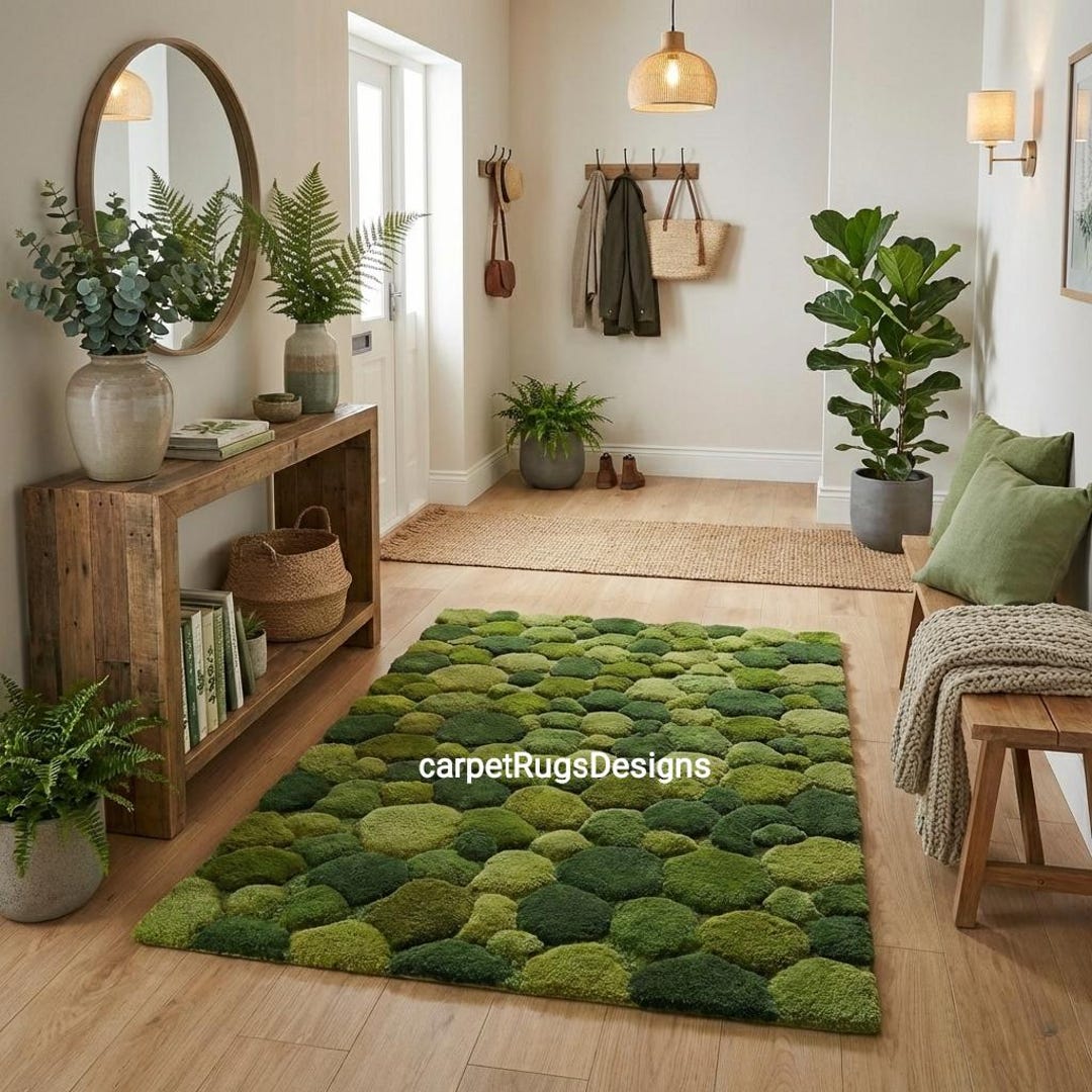 Hand-tufted Wool Moss Rug, 3D Pebble Carpet, Green Textured Area Rug - Etsy