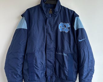 Vintage 90's Starter UNC Tar Heels Big Puffer Jacket Hooded Size