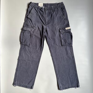 Vintage Polo Jeans Co Ralph Lauren Military-inspired Utility Workwear Blue Cargo Pants Mens 34x32