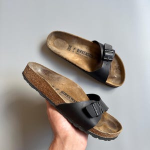 Birkenstock Madrid Birko Flor Mules Narrow Width Black Sandals Slipper Size EUR 38 / US 7