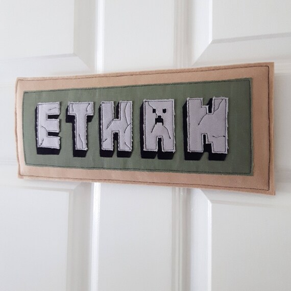 Personalized Kid S Minecraft Name Plaque Name Banner Door Etsy