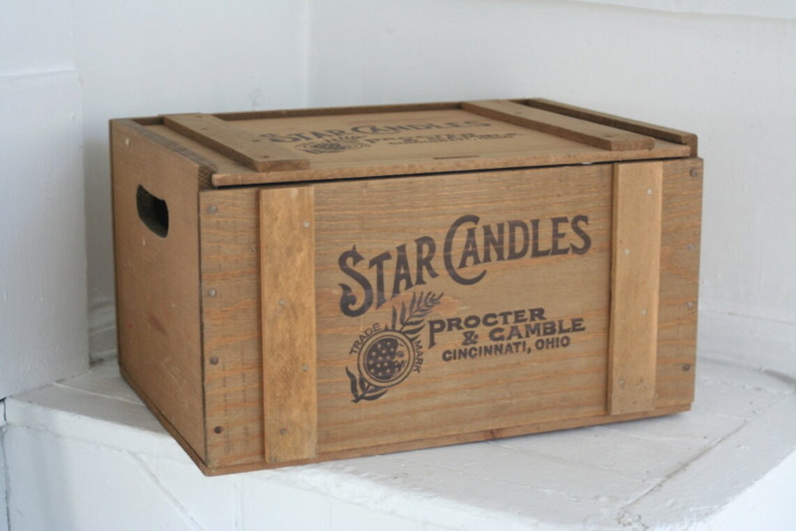 Vintage Wood Box Star Candles Procter and Gamble Etsy