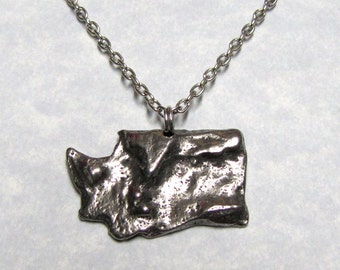 Washington State Land Scape Necklace ' Stainless Steel Soldered Chain '