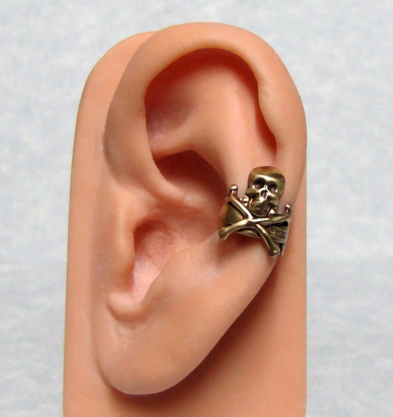 Pirate Nautical Ear Cuff ' sword and skull and cross bone ' image 1