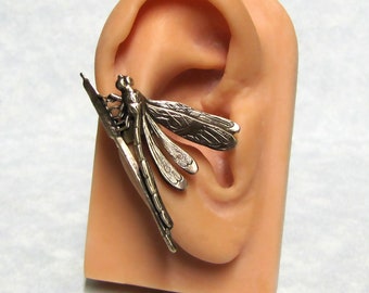 Dragonfly Cat Tail Leaf Ear Cuff