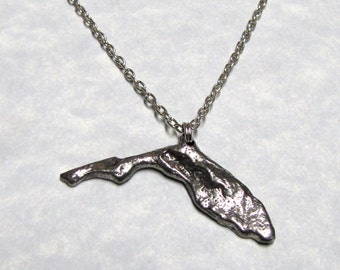 Florida State Geological Design Pendant ' Stainless Steel Soldered Chain '