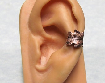 Oak Leaf Forest Ear Cuff ' copper tone '