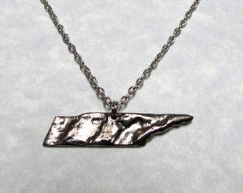 Tennessee State Pendant Geologic Design ' Stainless Steel Soldered Chain '