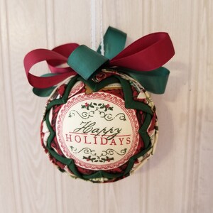 Handmade &quot;Happy Holidays&quot; Fabric Ornament