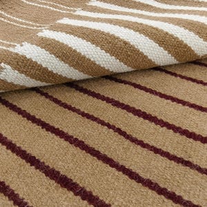 Handmade Wool Rug 5x8 – Neutral Beige Flatweave Area Carpet, Farmhouse Boho Decor