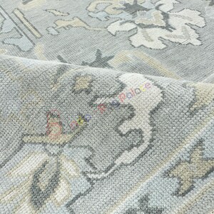 Hand Knotted Grey Oushak Rug: Vintage Inspired 9x12 Living Room Rug