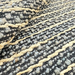 Handmade Scalloped Jute Rug: Eco-Friendly Hemp Area Carpet