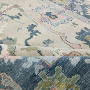 Hand Knotted Wool Oushak Rug 8x10: Vintage Turkish Carpet