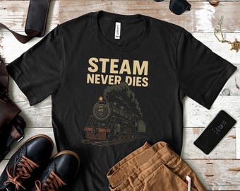 Camiseta de locomotora de vapor vintage: camiseta retro para aficionados al ferrocarril