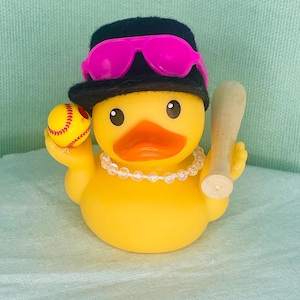 Softball Rubber Duck with Bat: Ducking Car Accessory