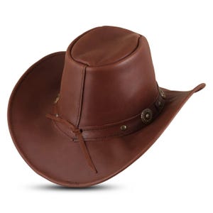 Genuine Leather Unisex Western Cowboy Hat-Handmade Cowboy Leather Hat-Outback Leather Hat Vintage Cowboy Hat