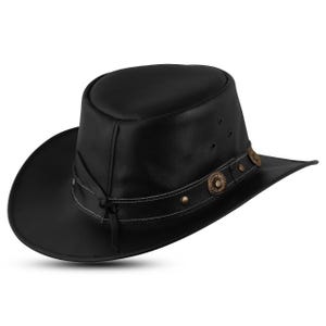 Genuine Leather Unisex Western Cowboy Hat-Handmade Cowboy Leather Hat-Outback Leather Hat Vintage Cowboy Hat