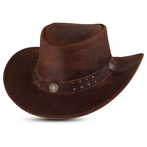 Genuine Leather Western Cowboy Hat, Custom Cowboy Cosplay Hat, Camping Horse Riding