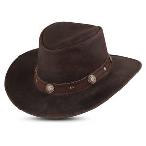 Western Cowboy Leather Hat, Vintage Cowboy Hat, Handmade Tan Leather Cowboy Vintage Hat